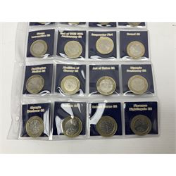 Mostly United Kingdom Queen Elizabeth II commemorative two pound  coins, including 2017 'Jane Austen', 2018 'Sea King', 2018 'Vulcan' etc face value of UK coins approximately 98 GBP