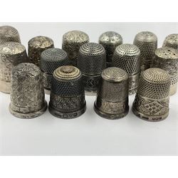 Collection of twenty-two Victorian and later silver thimbles, including five examples by Charles Horner, all hallmarked 