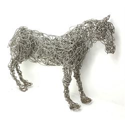 A Bob Tuffin wire sculpture modelled as a horse, H