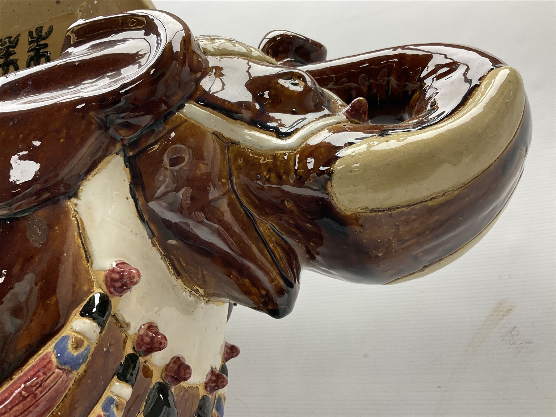 Oriental style ceramic garden seat in the form of an elephant, H55cm