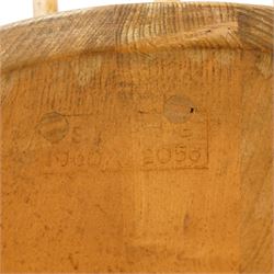 Ercol - pair of 'Cowhorn' elm carver chairs, curved back raised on nine stretchers, elm dished seats, raised on tapering supports