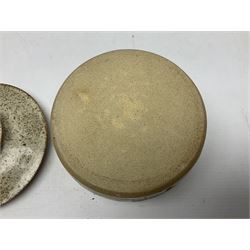 Collection of studio pottery, to include salt glaze vase with trailed decoration, impressed JH mark, possibly Joanna Still (nee Harrisson), set of six cups and vase by Diana Eden with impressed DE marks beneath, etc