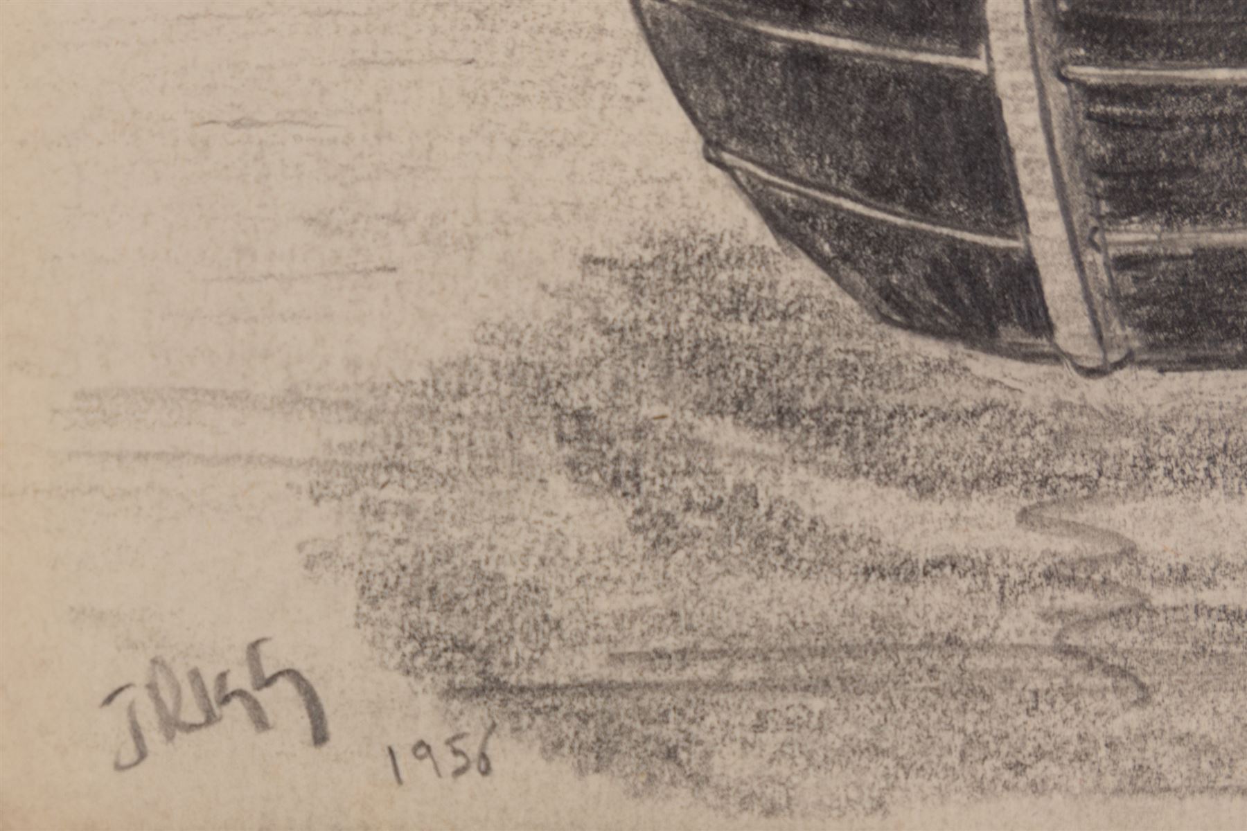 Jack Rigg (British 1927-2023): 'Aberdeen' and 'Sailing Barge Dawn - River Blackwater', one pencil and one ink sketch signed, titled and dated 1956 and 1976, max 28cm x 23cm (2) (unframed)