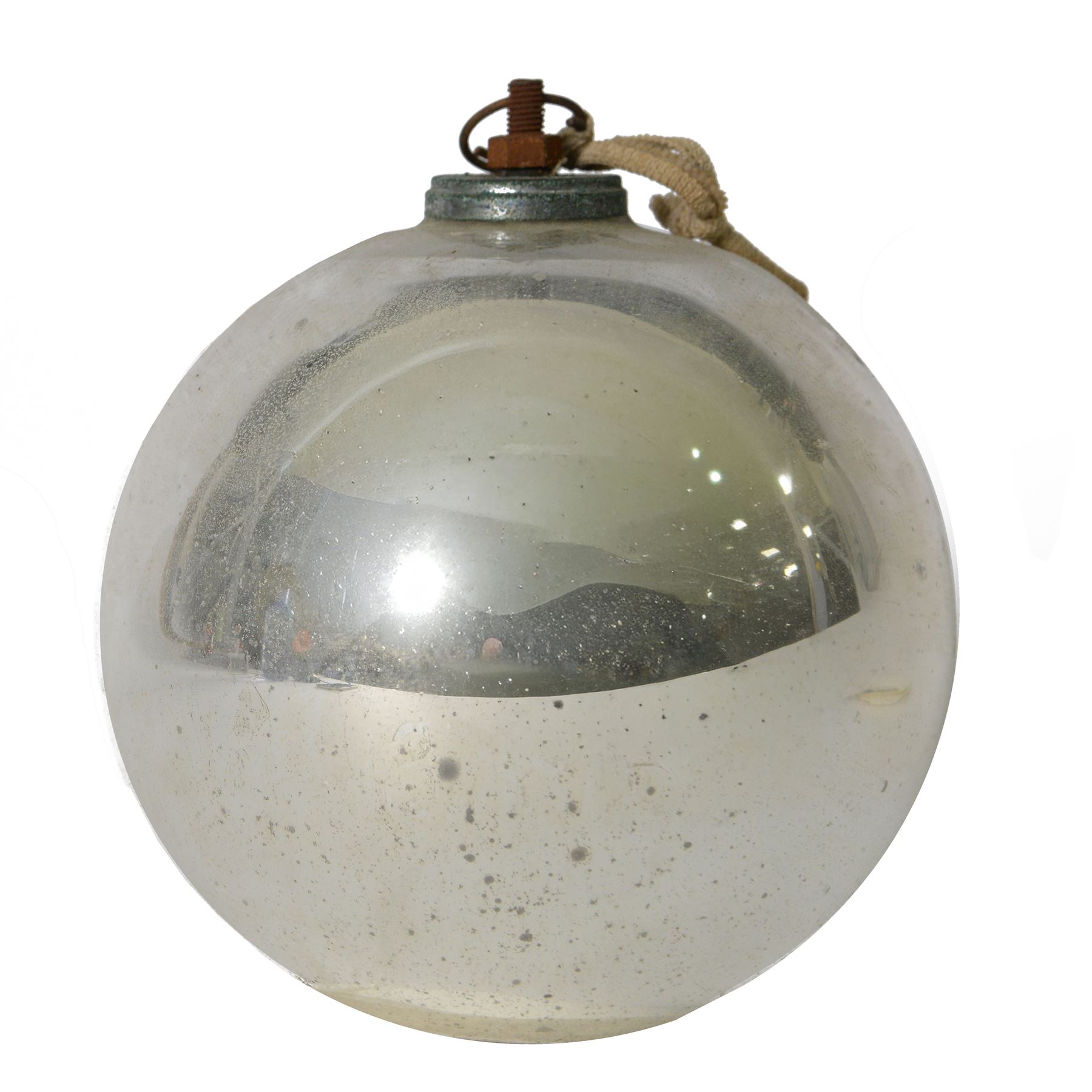 Two 19th century glass witches balls, D20cm