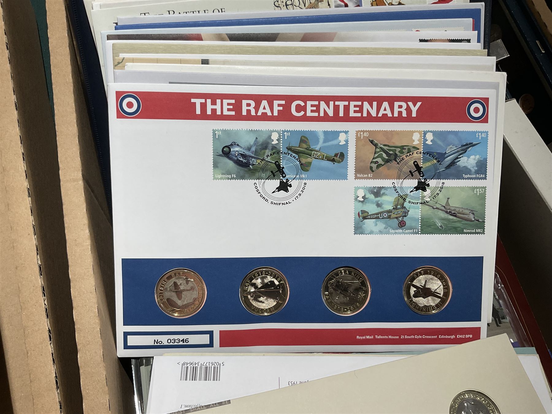 Approximately one hundred and fifteen Royal Mint coin covers, in two ring binder folders and loose, together with approximately 53 grams of Great British pre-1920 and approximately 68 grams of Great British pre-1947 silver threepence coins, and a small quantity of further pre-decimal coins