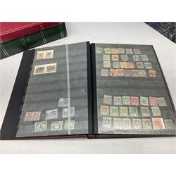 Stamps including Queen Victoria Queensland, modern Australia, King Edward VII Ceylon and Mauritius, South Africa, Gambia, Falkland Islands, Gold Coast, Ireland etc, housed in seven albums/folders and on loose album pages, in one box