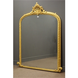  Victorian arched ornate framed Pier mirror, W120cm, H156cm  