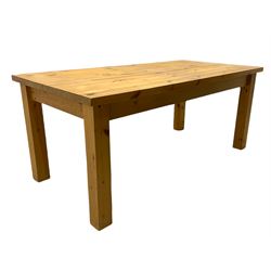 Solid pine rectangular dining table, square legs