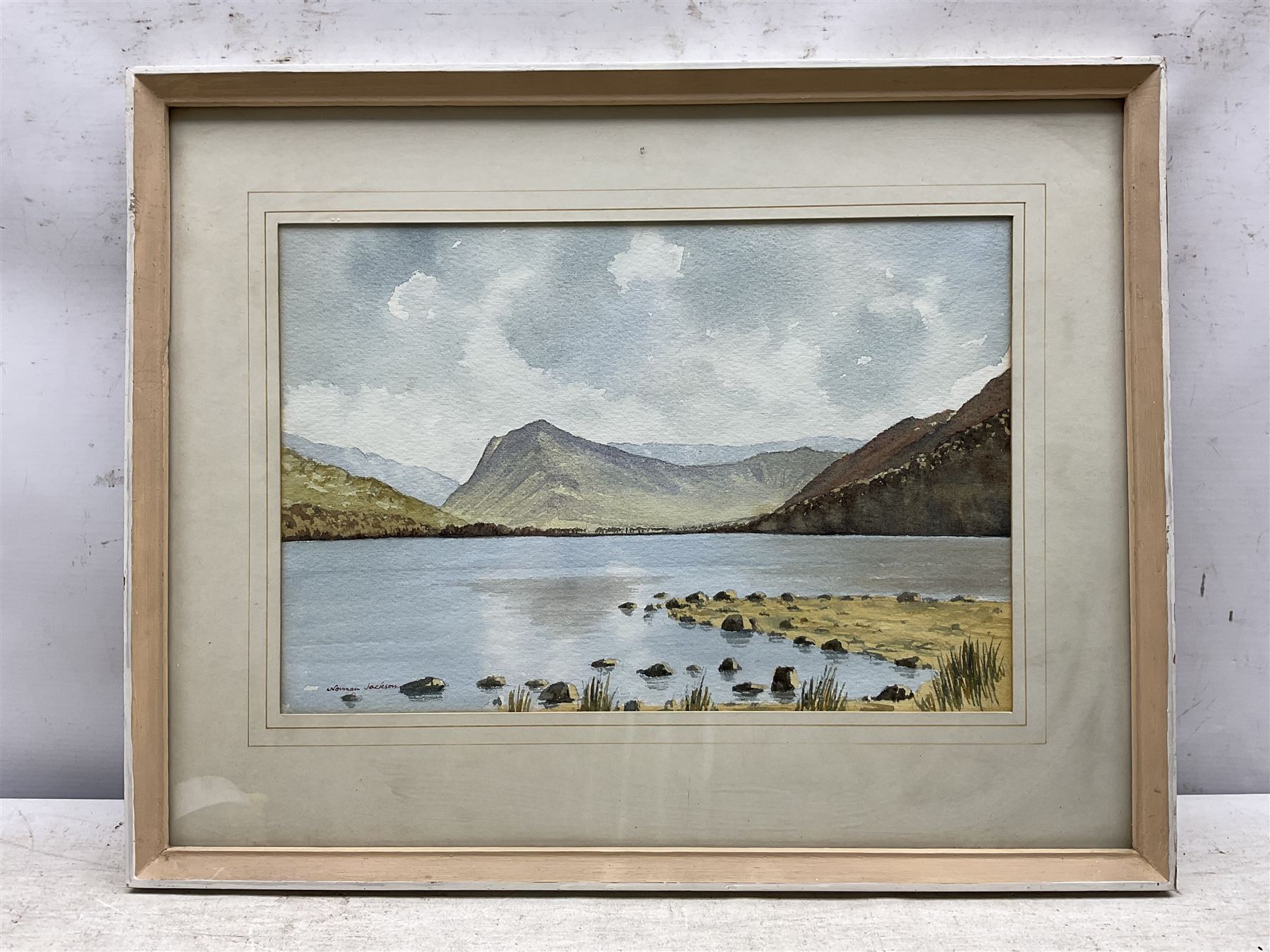 A J Robertson (British 19th Century): 'Holy Trinity - Falaise Normandy', watercolour signed, titled on original label; Walter Schroder (British 19th/20th Century): Church Altar and Interior, watercolour signed; together with a Norman Jackson watercolour and another print max 47cm x 35cm (4)