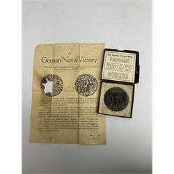 Lusitania replica medal, boxed and various coins including King George VI 1951 Festival of Britain crown, United States of America 1844 one cent and 1850 half dime, Queen Victoria States of Jersey 1844 one thirteenth of a shilling, etc