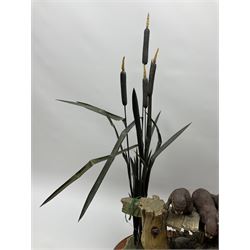 A large limited edition Border Fine Arts figure, Taking the Plunge, by Ray Ayres, depicting a family of otters, model no L143, upon wooden base, H77cm. 