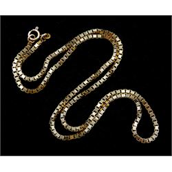 9ct gold box link necklace chain, London import mark 1978