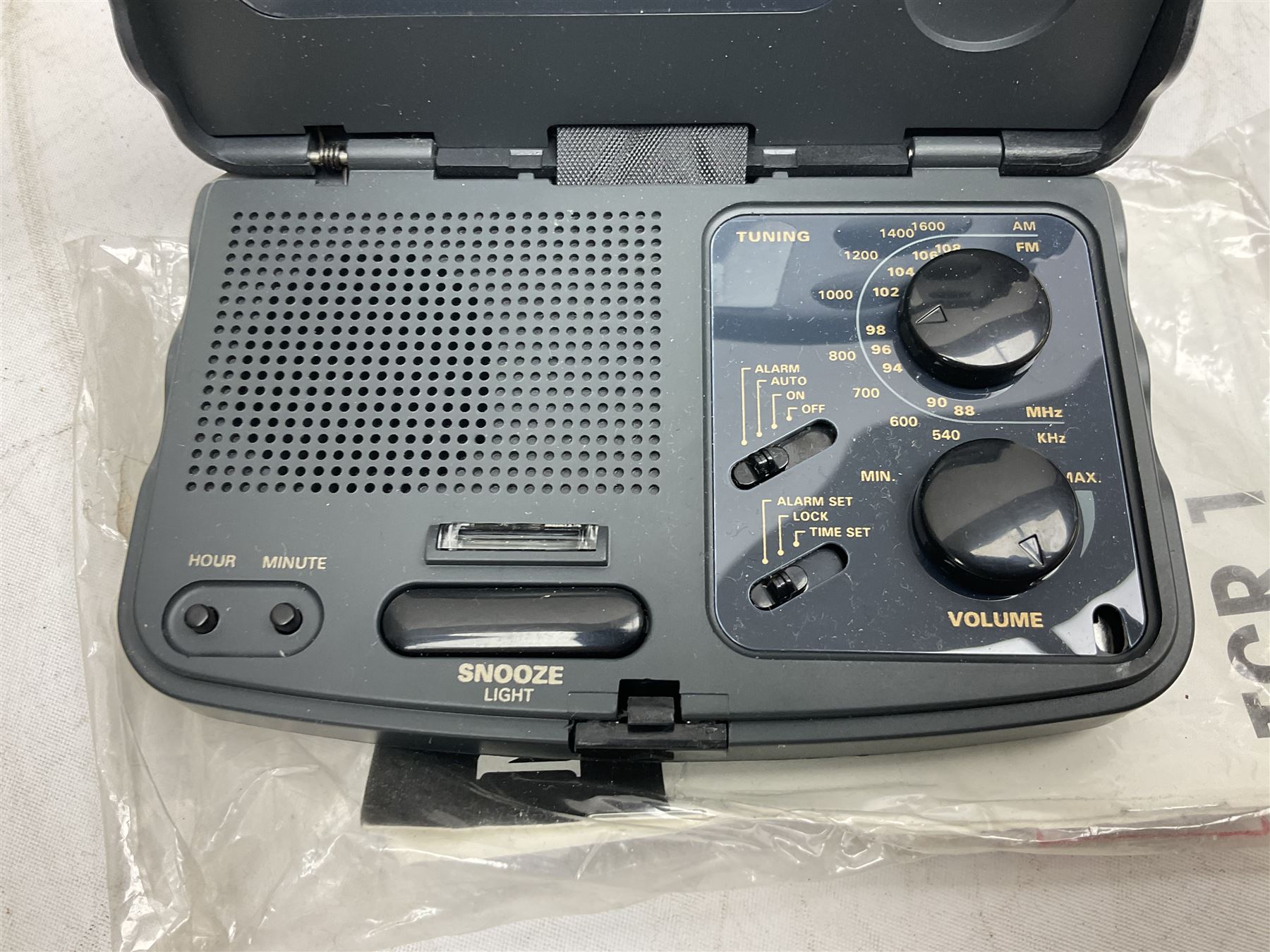 Alba TR10 Portable black and white TV with 3 band radio and Matsu travel clock radio