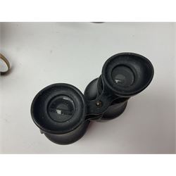 No2 folding autographic brownie, Exakta Varex IIb camera, brass three draw telescope, H.H. Son Ltd binoculars, Carl Zeiss Jena Jenoptem 7x50W binoculars etc