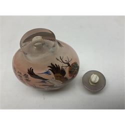 Seven Chinese glass snuff bottles painted with figures and animals, together with three wood mounted bone examples