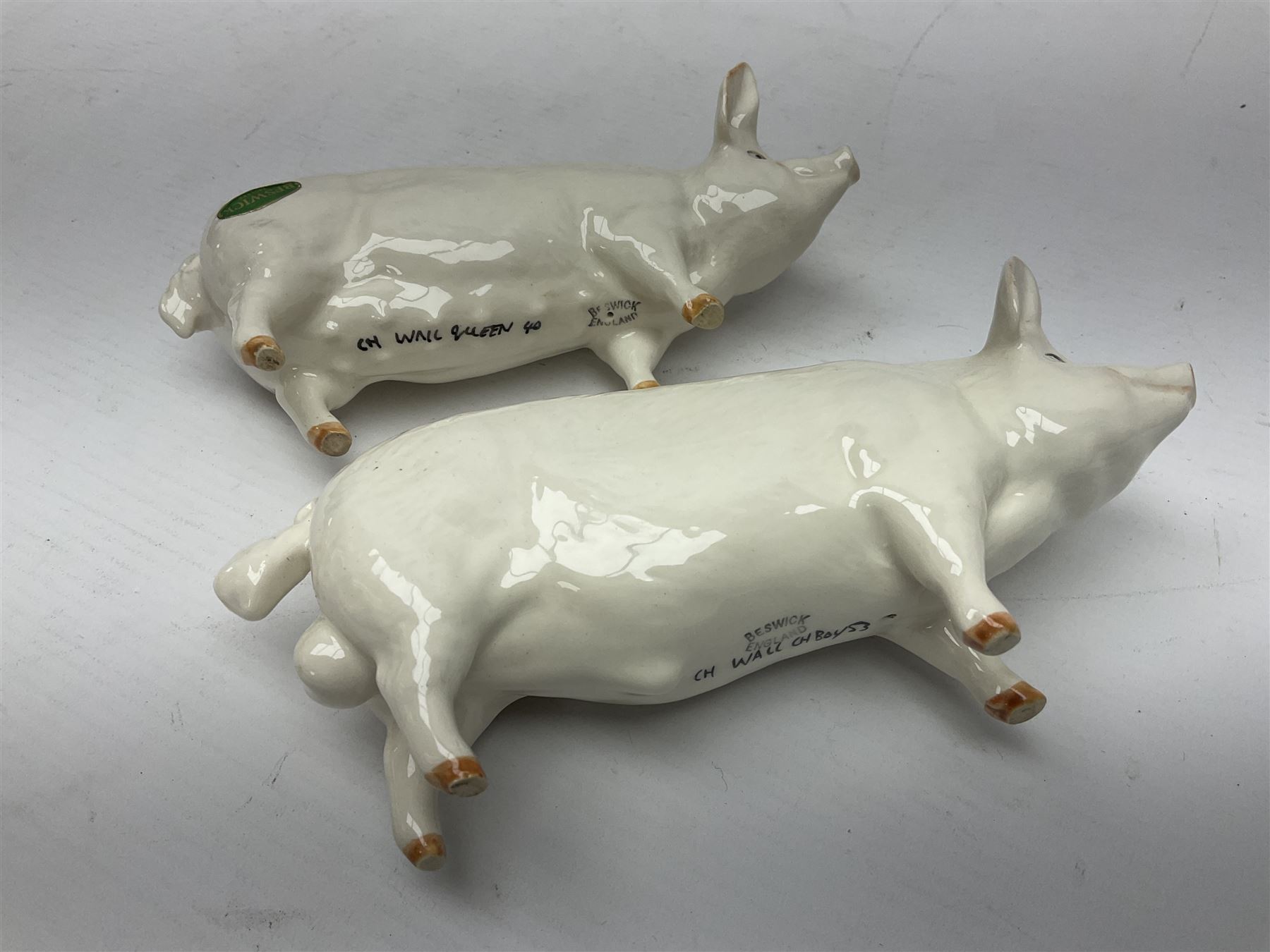 Three Beswick pigs, CH Wall CH Boy 53, 8cm high, CH Wall Queen and seated pig no 839
