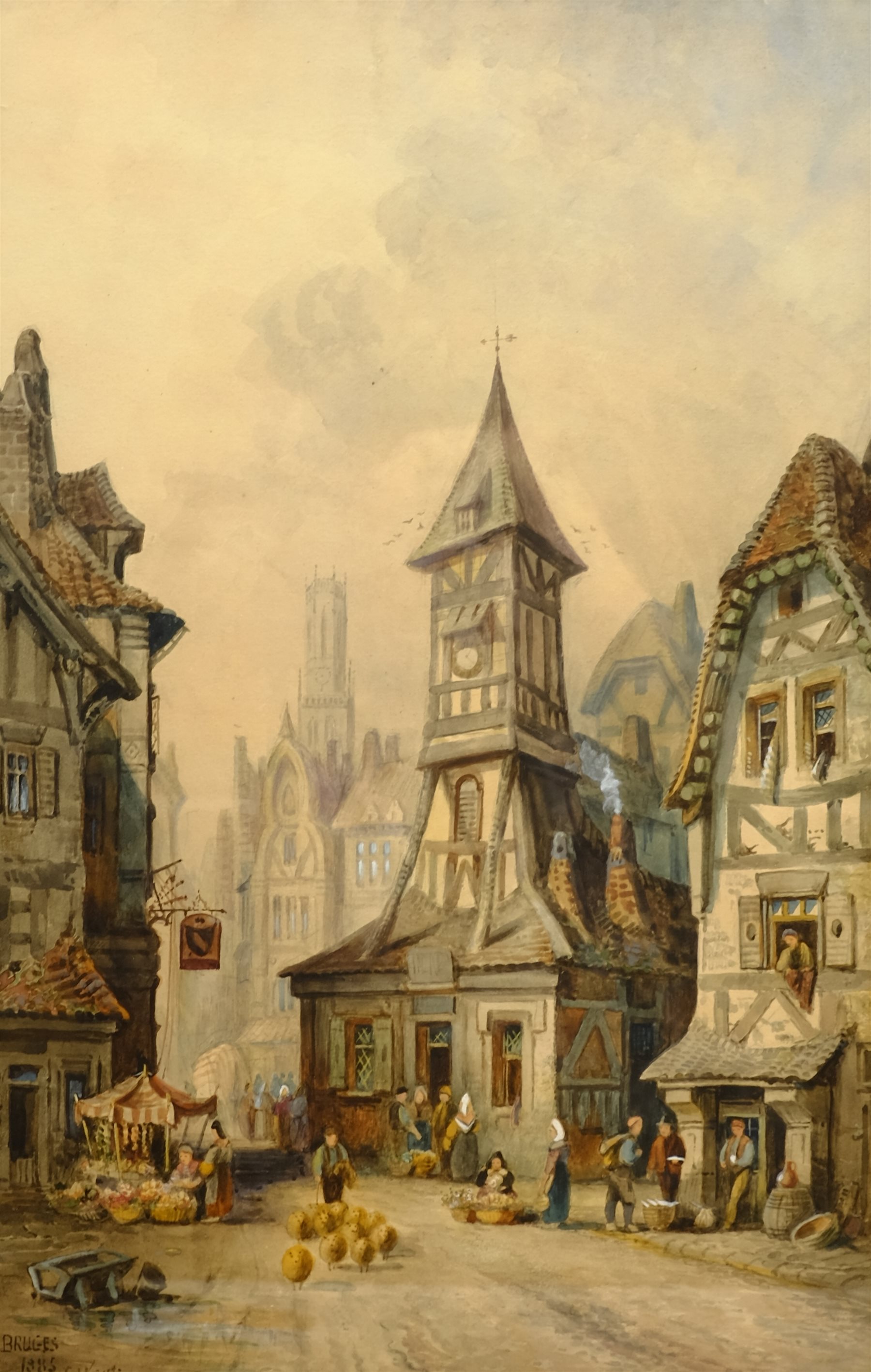 Charles James Keats (British 19th century): 'Bruges', watercolour signed, titled and dated 1885, 49cm x 31cm