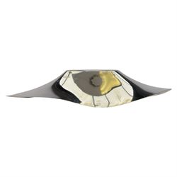Georg Jensen stainless steel oyster tray, designed by Helle Damkjar, with original box, L56cm