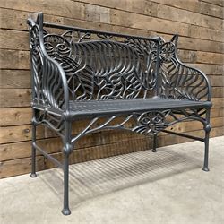 Richard Bawden (1936-2024); - Cat design painted cast iron garden bench