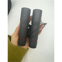 Four pairs of binoculars, to include Carl Zeiss Jena Jenoptem 8x30W serial no. 3750814, Nikon Sporting II 8x40 serial no. 604672, Minolta Pocket II 8x22 Field 7 and Jessops 12x25 Field 4.8 84m/1000m, all in carrying cases 