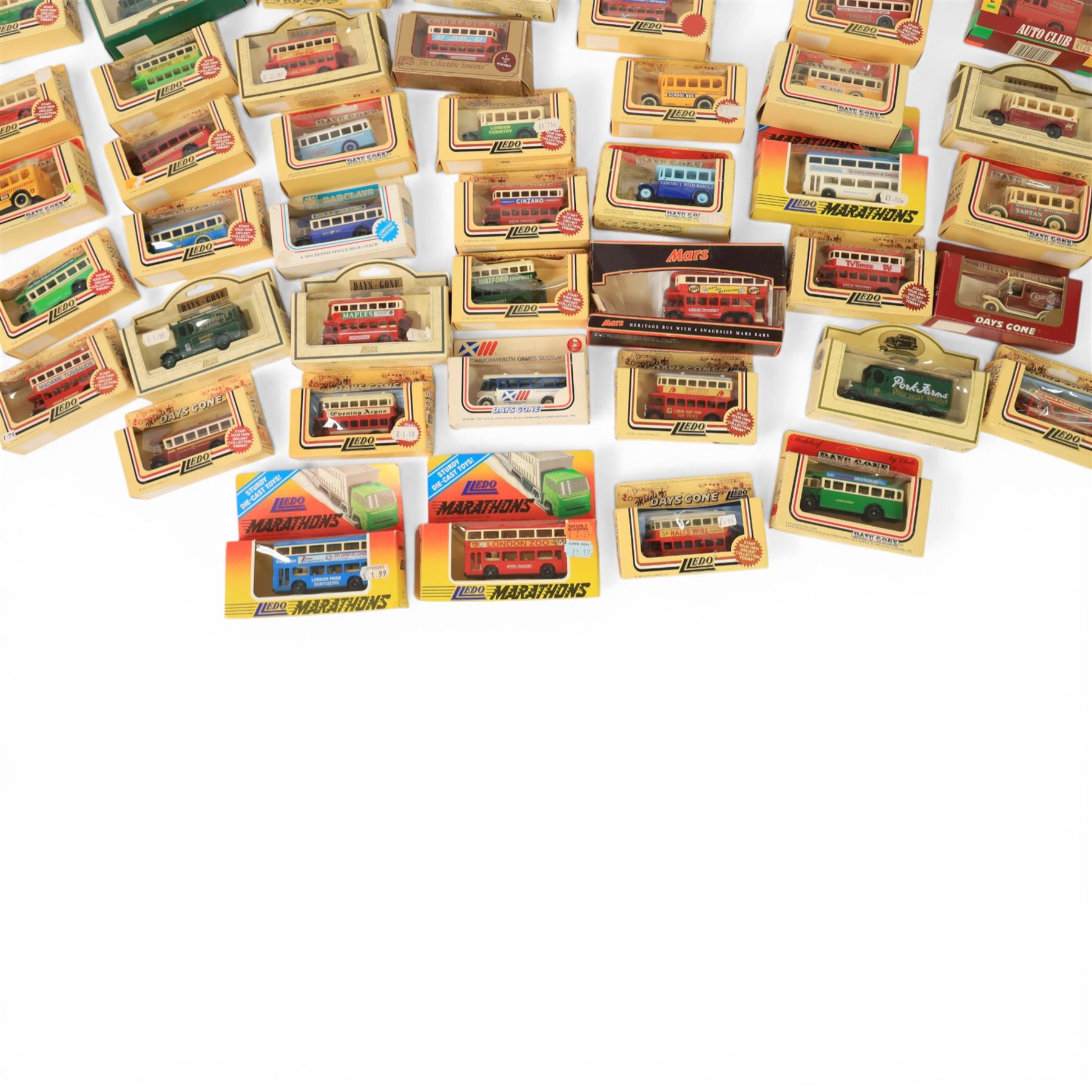 Collection of Lledo bus models, all boxed