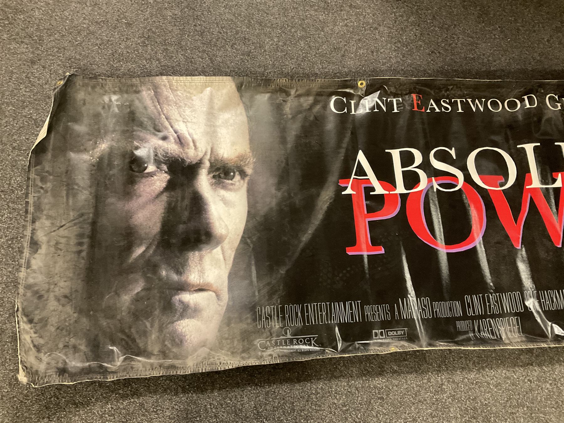 Ten large vinyl film posters, to include The Aristocats, Absolute Power, First Knight, etc 