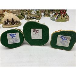 Sixteen Lilliput Lanes, to include The Golden Jubilee, Round Tower - Windsor Castle, Castle of the Golden Chalice, Travellers Rest, with box and deed,  Summer Days, Sunshine Creek, Writing with Lewis Carol, with box and deed,  etc 