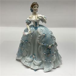 Three Royal Worcester figurines,  The First Quadrille, The Fairest Rose and Queen of Hearts, largest H21cm
