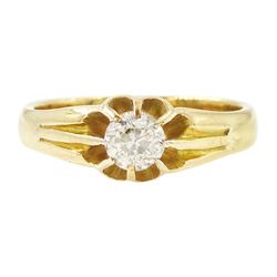 Early 20th century gold diamond ring, eight claw set with a single old cut diamond of approx 0.45 carat, stamped 18ct