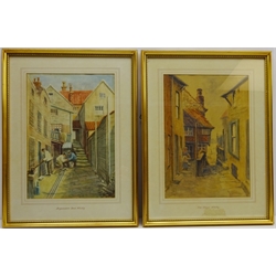  'Arguments Yard' and 'Tin Ghaut, Whitby', two early 20th century watercolour signed with monogram T.H 37cm x 26cm (2)  