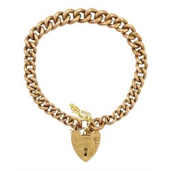9ct rose gold graduating curb link bracelet, with later 9ct yellow gold clasp