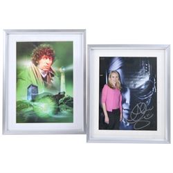 Signed TV photographs, including Young Ones montage, Fawlty Towers, New Avengers, Tom Baker, Shane Rimmer (Scott Tracy), One Foot in the Grave, etc, all framed