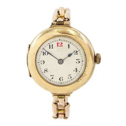 
Rolex early 20th century ladies 9ct rose gold manual wind wristwatch, cream enamel dial ...