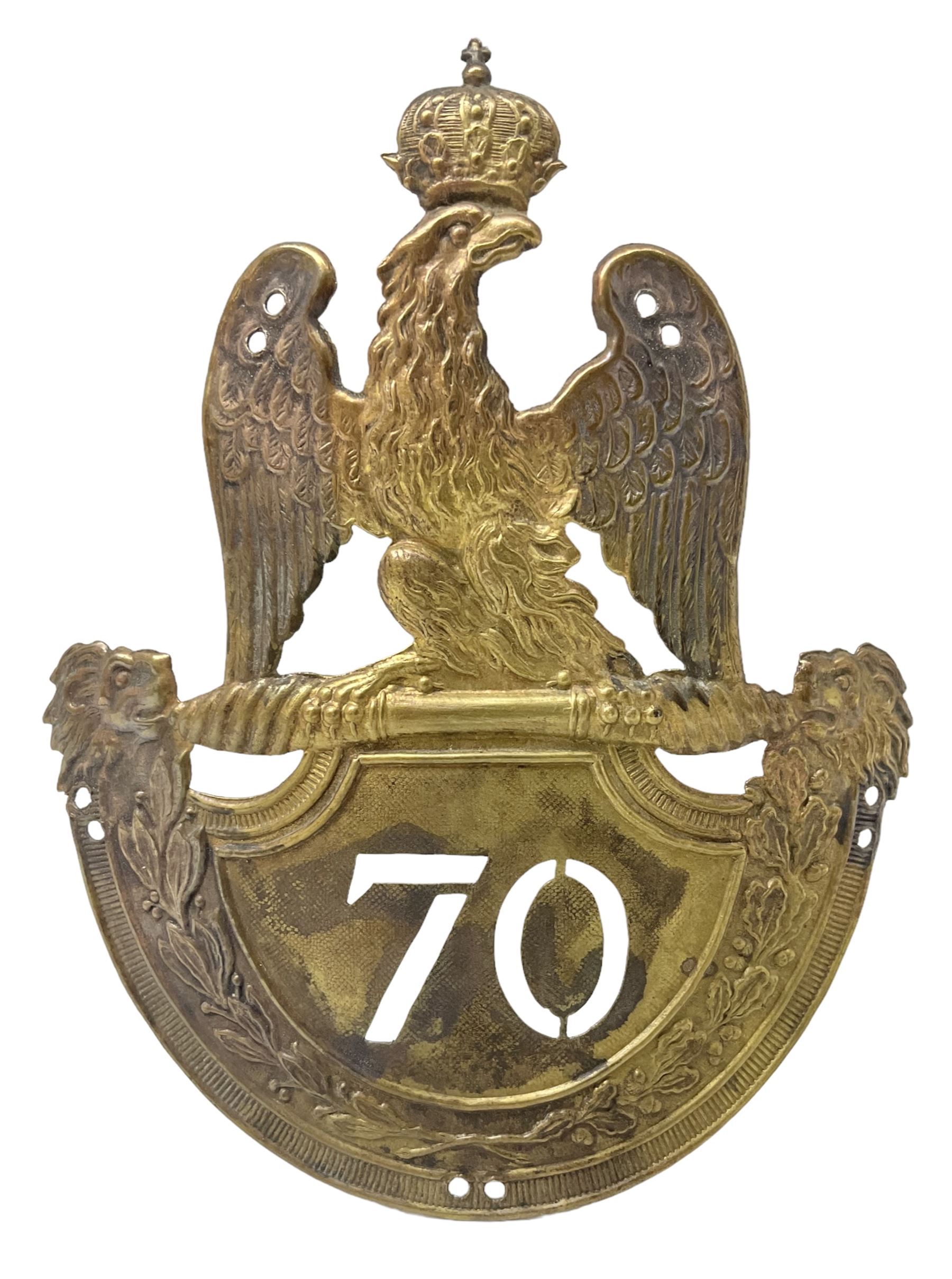 French 1st Empire 70th Infantry shako plate 1814 patter