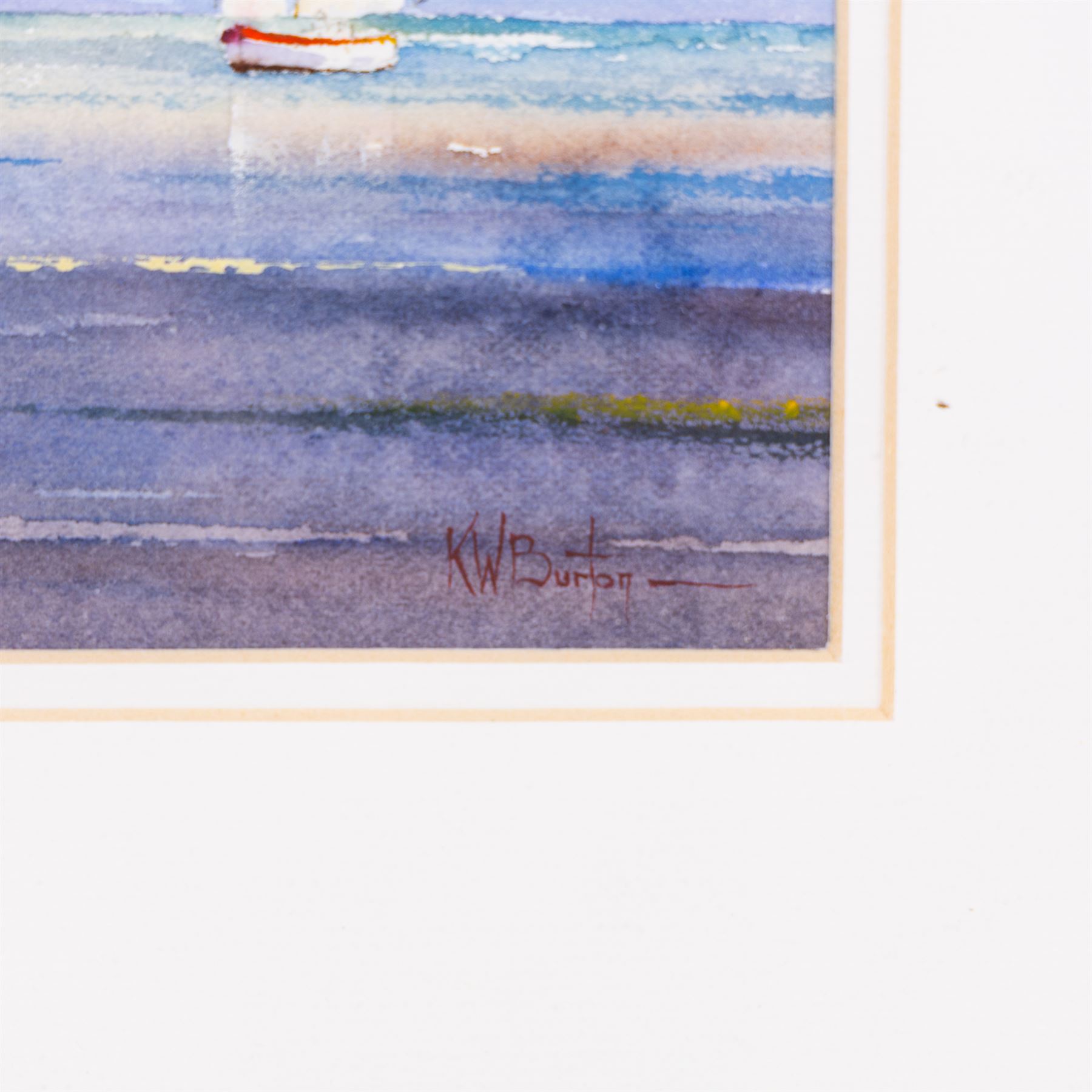 Kenneth W Burton (British 1946-): 'Padstow - Cornwall', watercolour signed and titled 16cm x 33cm