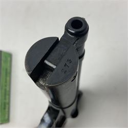 Webley Senior .22 cal. air pistol with top lever action, serial no.273; in original box with label under lid; together with two tins of pellets NB: AGE RESTRICTIONS APPLY TO THE PURCHASE OF AIR WEAPONS.