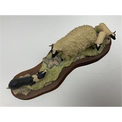 Two Border Fine Arts figure groups, comprising Black faced Ewe & Border Collie no B104 by Ray Ayres and To The Tup Sale, no JH72 limited edition 383/1850, both on wooden base, one with certificate