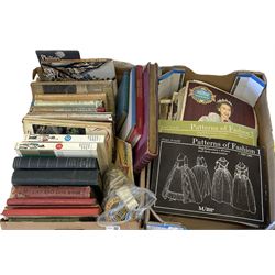 Assorted books, to include Janet Arnold Patterns of Fashion 1 and 2, a quantity of Royal Family related books and magazines, and a small number of children's books, etc., plus a quantity of cigarette cards, including examples by Wills, and Players.