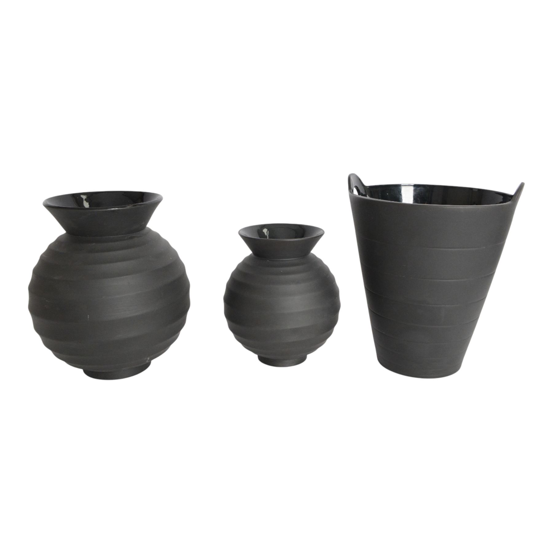 Wedgwood black basalt vases and similar, designed by Nick Munro