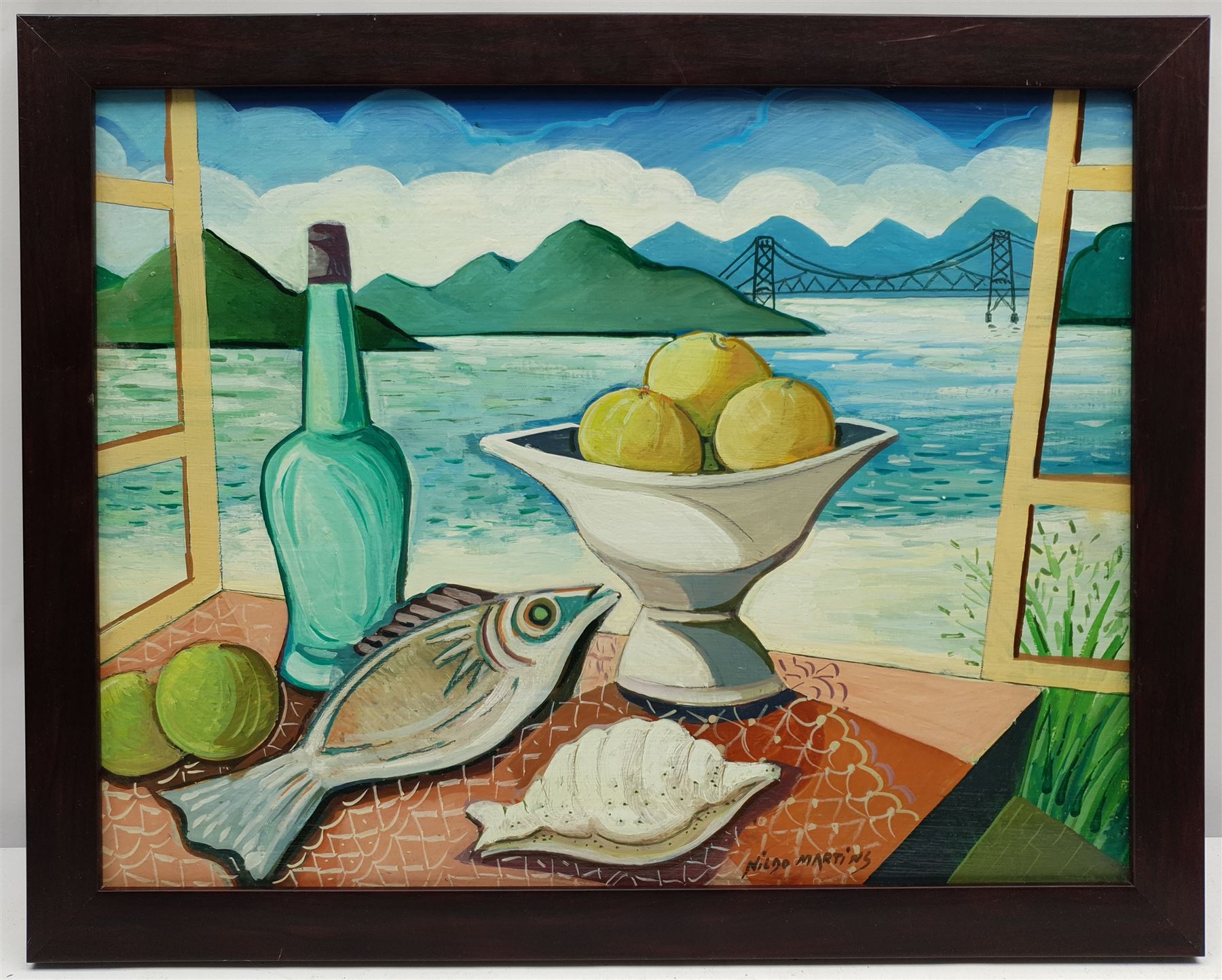 Nildo Martins (Brazilian 1948-): Florianópolis Still Life, oil on board signed 35cm x 45cm