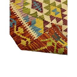Chobi kilim multi-coloured geometric design runner