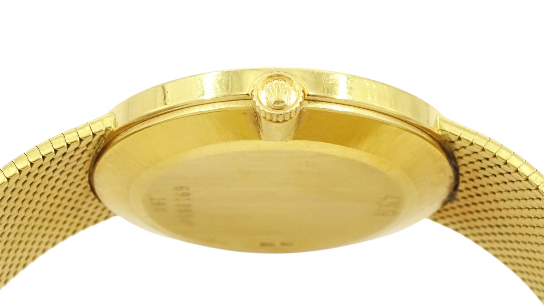 Rolex Cellini gentleman's 18ct gold manual wind wristwatch, circa 1981, Ref. 4309, Cal. 1601, case No. 6919854, silvered dial with baton hour markers, on integral 18ct gold bracelet, hallmarked