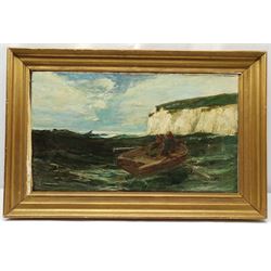 Edwin John Ellis (British 1841-1895): Rowing off the Shore, oil on canvas signed 37cm x 65cm