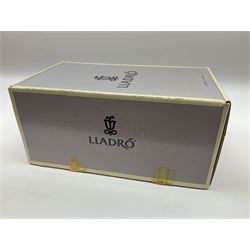 Lladro figure, For a Perfect Performance, modelled as a ballerina stood next to a stool, with original box, no 7641, year issued 1995, year retired 1995, H26cm 