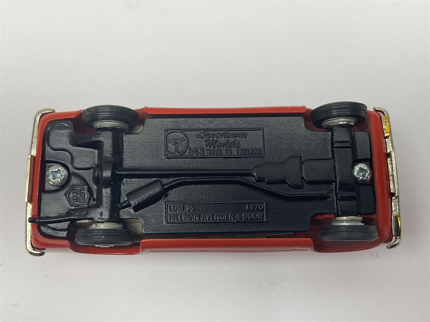 Three Lansdowne Models 1:43 scale models - 1965 Humber Sceptre MkII Four Door Saloon; 1970 Hillman Avenger 4-Door De Luxe (Firebrand Red); and 1945 Sunbeam Talbot Ten (Gunmetal Grey); all boxed (3)