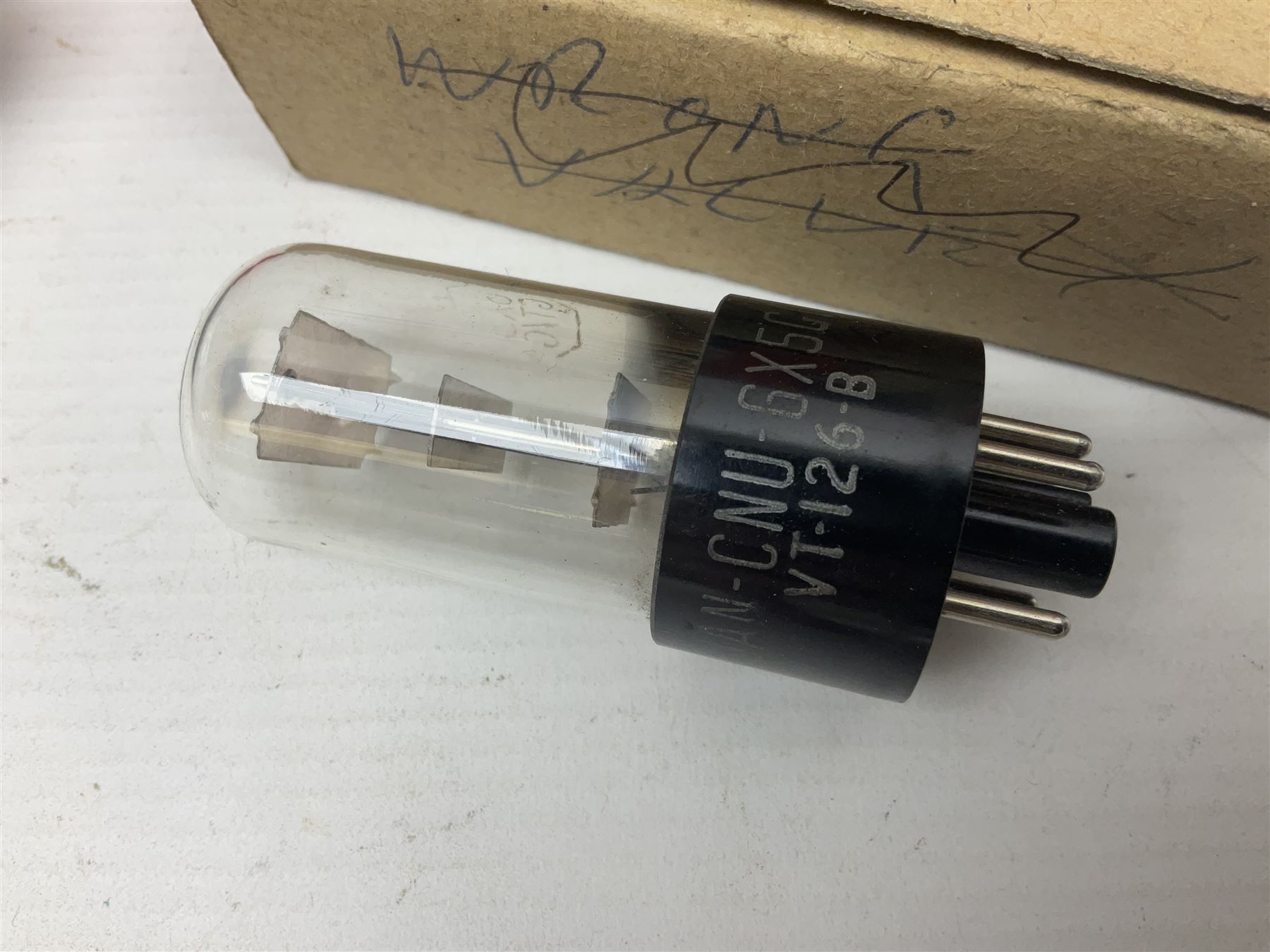 Four Marconi thermionic radio valves/vacuum tubes, comprising MX40, MU14, KTW63 and KT32, boxed, together with three others, to include Ferranti 6K7G valve, boxed, National Union JAN-CNU-6X5G1 and Westing House VU71 I)E/11529 (7)