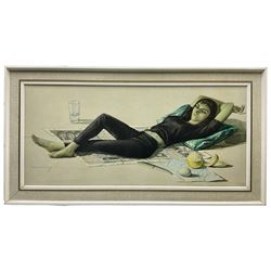 After Vladimir Tretchikoff (Russian/South African, 1913-2006): 'Beatnik Girl', colour print 42cm x 93cm