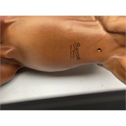 Beswick 'Mill Reef' horse figure, on a wooden plinth together with Beswick Ware horse figure 'Red Rum' on wood plinth, both with printed mark beneath