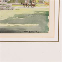 Joseph Appleyard (Yorkshire 1908-1960): 'Redmire -Wensleydale', watercolour signed and dated '42, titled and labelled as a 'Dalesman' illustration verso, 15cm x 23cm 