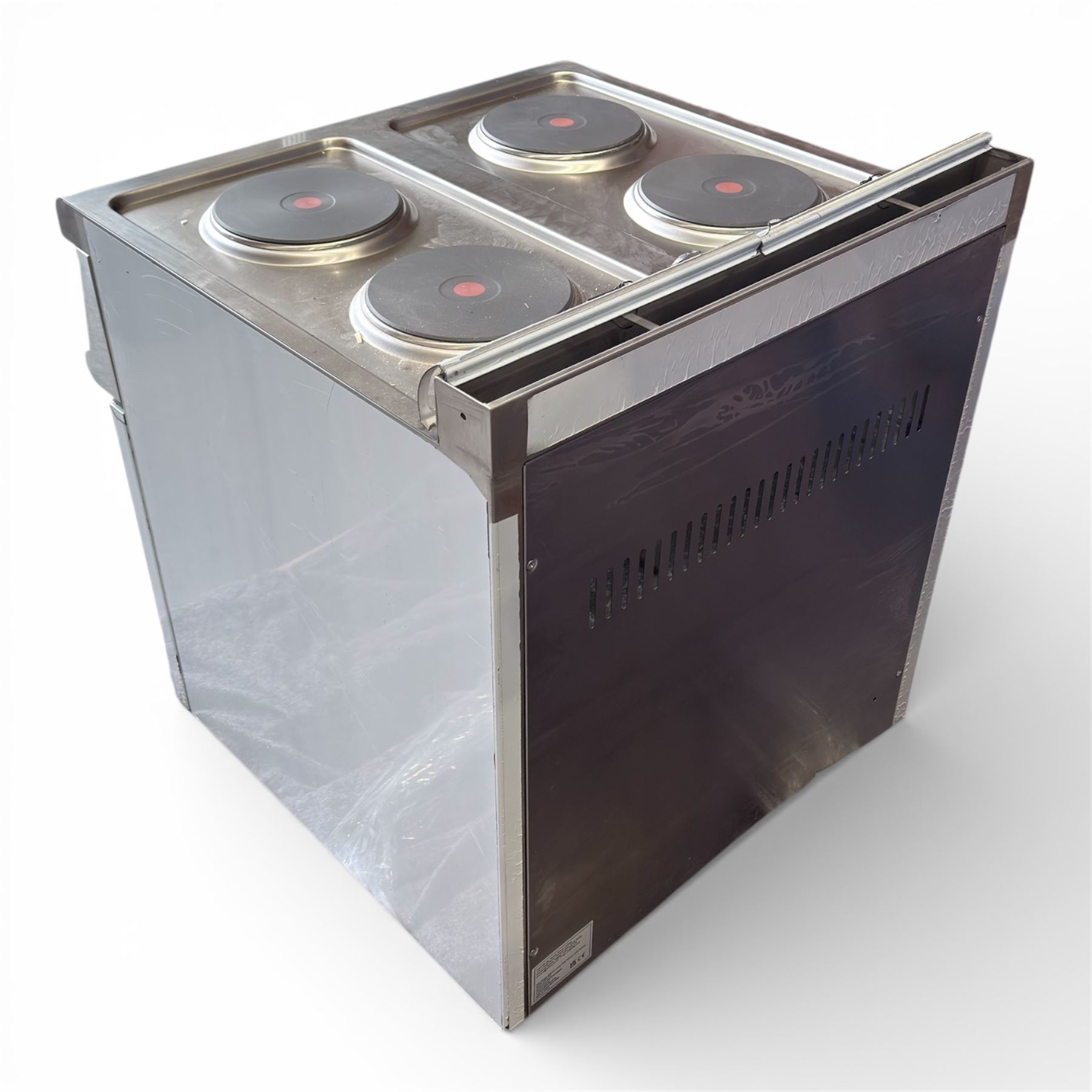 New - Adexa HRQ712, electric cooker with 4 burners and cabinet base 8kw 3 phase electric. 